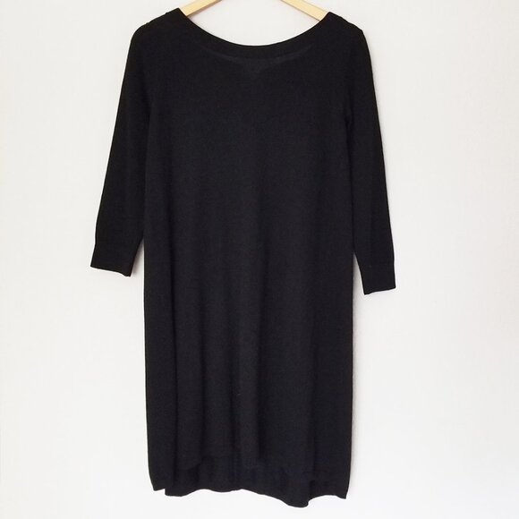 Club Monaco Flora Sweater Dress Bow Tie Back 100% Wool Black Classic LBD S $198 - Picture 6 of 16